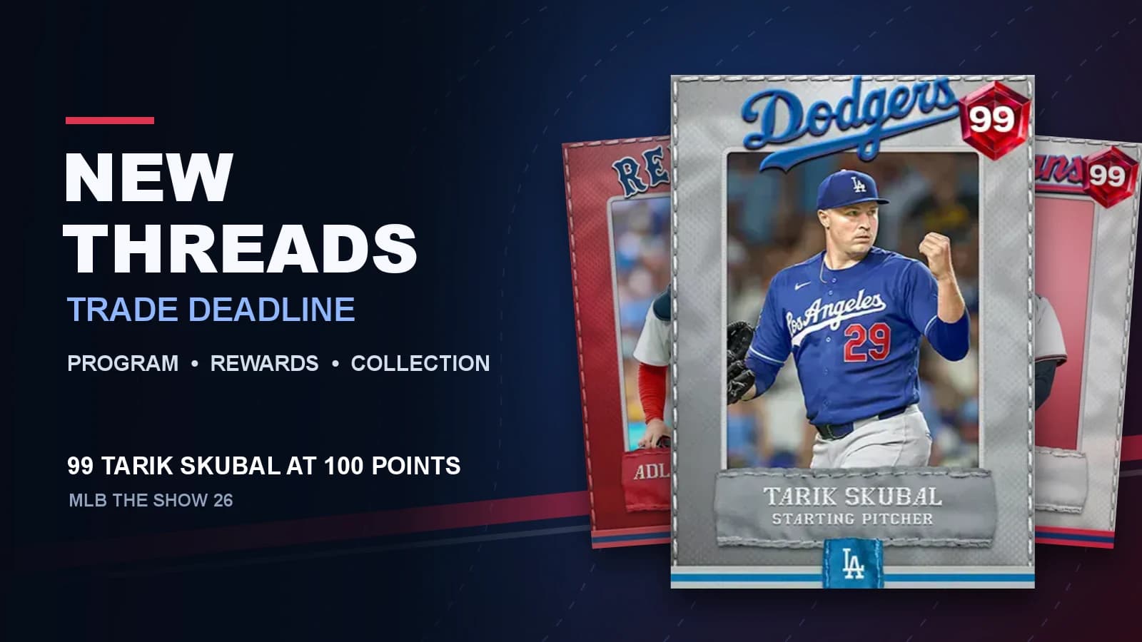 Tarik Skubal, Adley Rutschman and Jo Adell New Threads cards from the MLB The Show 26 Trade Deadline drop